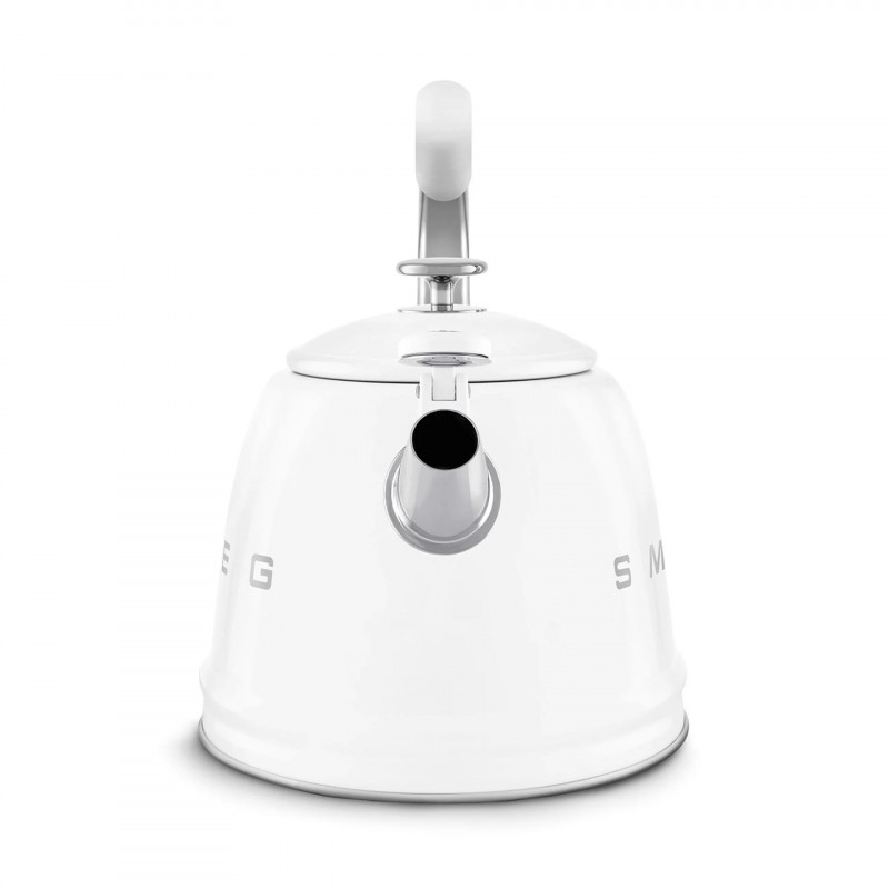 Ceainic cu fluier Smeg CKLW2001WH, 2,3 l, pentru plite cu inducție, mâner care nu se încălzește, oțel, alb