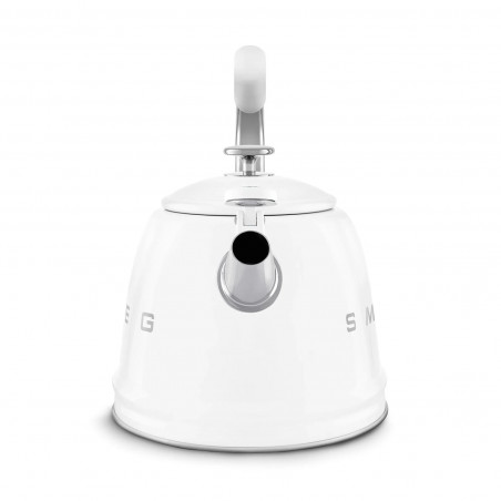 Ceainic cu fluier Smeg CKLW2001WH, 2,3 l, pentru plite cu inducție, mâner care nu se încălzește, oțel, alb