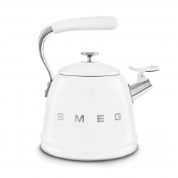 Ceainic cu fluier Smeg CKLW2001WH, 2,3 l, pentru plite cu inducție, mâner care nu se încălzește, oțel, alb