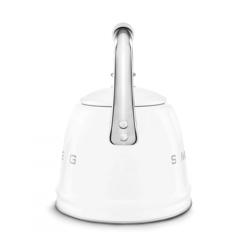 Ceainic cu fluier Smeg CKLW2001WH, 2,3 l, pentru plite cu inducție, mâner care nu se încălzește, oțel, alb