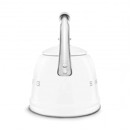 Ceainic cu fluier Smeg CKLW2001WH, 2,3 l, pentru plite cu inducție, mâner care nu se încălzește, oțel, alb