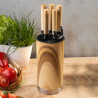 Set de cuțite de bucătărie Klausberg KB 9036, 7 piese, oțel inoxidabil, aspect de lemn, suport, maro
