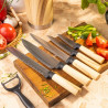 Set de cuțite de bucătărie Klausberg KB 9036, 7 piese, oțel inoxidabil, aspect de lemn, suport, maro