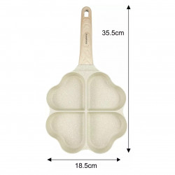 Tigaie cu 4 compartimente Klausberg KB 7819, 19 cm, în formă de inimă, acoperire marmorată, compatibilă cu plitele cu inducție, bej