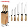 Set de cuțite de bucătărie Klausberg KB 9035, 6 piese, oțel inoxidabil, suport, maro