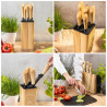 Set de cuțite de bucătărie Klausberg KB 9035, 6 piese, oțel inoxidabil, suport, maro