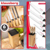 Set de cuțite de bucătărie Klausberg KB 9035, 6 piese, oțel inoxidabil, suport, maro