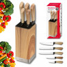 Set de cuțite de bucătărie Klausberg KB 9035, 6 piese, oțel inoxidabil, suport, maro