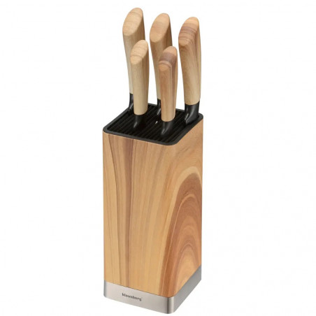 Set de cuțite de bucătărie Klausberg KB 9035, 6 piese, oțel inoxidabil, suport, maro