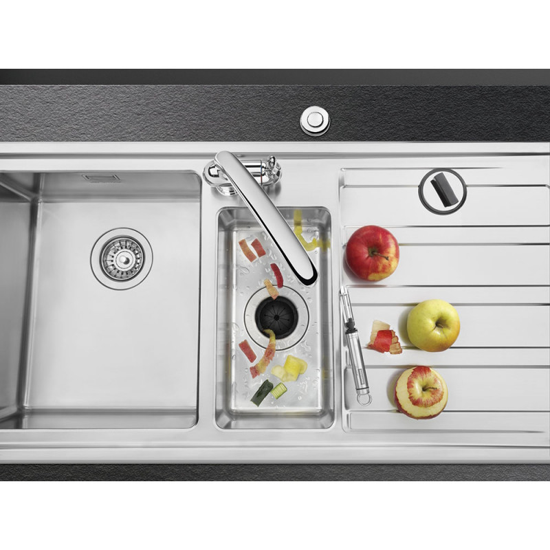Tocător de deșeuri alimentare/Porc Smeg KITFD075, 375 W, 0,75 HP, Pentru chiuvete cu sifon de 9 cm, Protecție anticorozivă, Negru/Inox