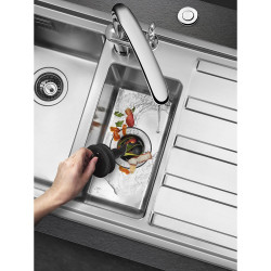 Tocător de deșeuri alimentare/Porc Smeg KITFD100, 375 W, 1 HP, Pentru chiuvete cu sifon de 9 cm, Protecție anticorozivă, Negru/Inox