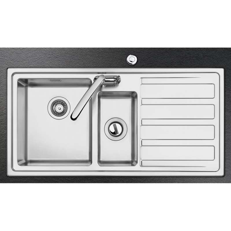 Tocător de deșeuri alimentare/Porc Smeg KITFD100, 375 W, 1 HP, Pentru chiuvete cu sifon de 9 cm, Protecție anticorozivă, Negru/Inox