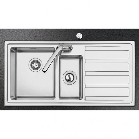 Tocător de deșeuri alimentare/Porc Smeg KITFD100, 375 W, 1 HP, Pentru chiuvete cu sifon de 9 cm, Protecție anticorozivă, Negru/Inox