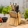 Set de cuțite de bucătărie Klausberg KB 9038, 13 piese, ascuțitor încorporat, oțel inoxidabil, suport, maro