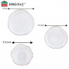 Set de masă Kinghoff KH 2037, 18 piese, pentru 6 persoane, sticlă opală, margine aurie, alb