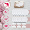 Set de masă Kinghoff KH 2037, 18 piese, pentru 6 persoane, sticlă opală, margine aurie, alb