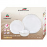 Set de masă Kinghoff KH 2037, 18 piese, pentru 6 persoane, sticlă opală, margine aurie, alb