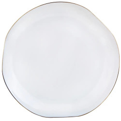 Set de masă Kinghoff KH 2037, 18 piese, pentru 6 persoane, sticlă opală, margine aurie, alb