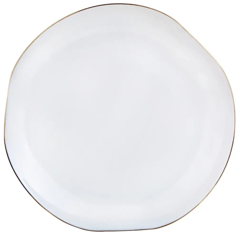 Set de masă Kinghoff KH 2037, 18 piese, pentru 6 persoane, sticlă opală, margine aurie, alb