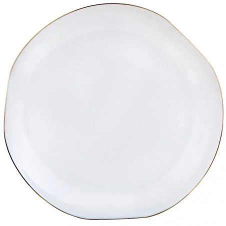 Set de masă Kinghoff KH 2037, 18 piese, pentru 6 persoane, sticlă opală, margine aurie, alb