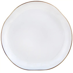 Set de masă Kinghoff KH 2037, 18 piese, pentru 6 persoane, sticlă opală, margine aurie, alb