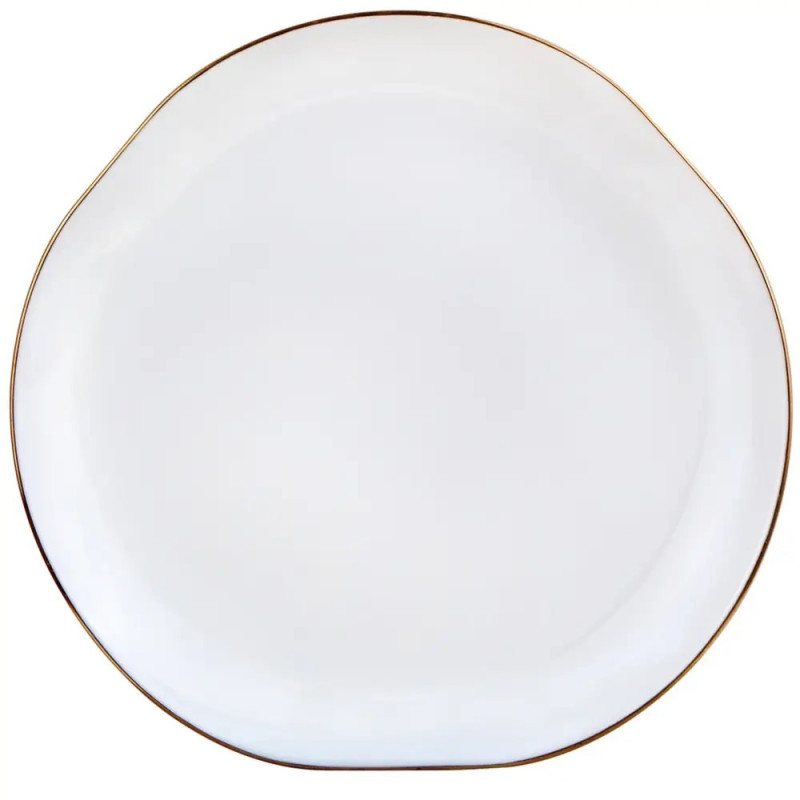 Set de masă Kinghoff KH 2037, 18 piese, pentru 6 persoane, sticlă opală, margine aurie, alb