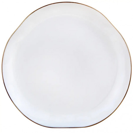 Set de masă Kinghoff KH 2037, 18 piese, pentru 6 persoane, sticlă opală, margine aurie, alb