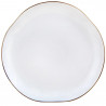 Set de masă Kinghoff KH 2037, 18 piese, pentru 6 persoane, sticlă opală, margine aurie, alb