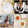 Set de masă Kinghoff KH 2036, 18 piese, pentru 6 persoane, sticlă opală, margine aurie, alb