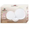 Set de masă Kinghoff KH 2036, 18 piese, pentru 6 persoane, sticlă opală, margine aurie, alb