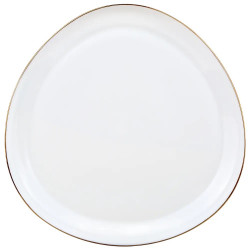 Set de masă Kinghoff KH 2036, 18 piese, pentru 6 persoane, sticlă opală, margine aurie, alb
