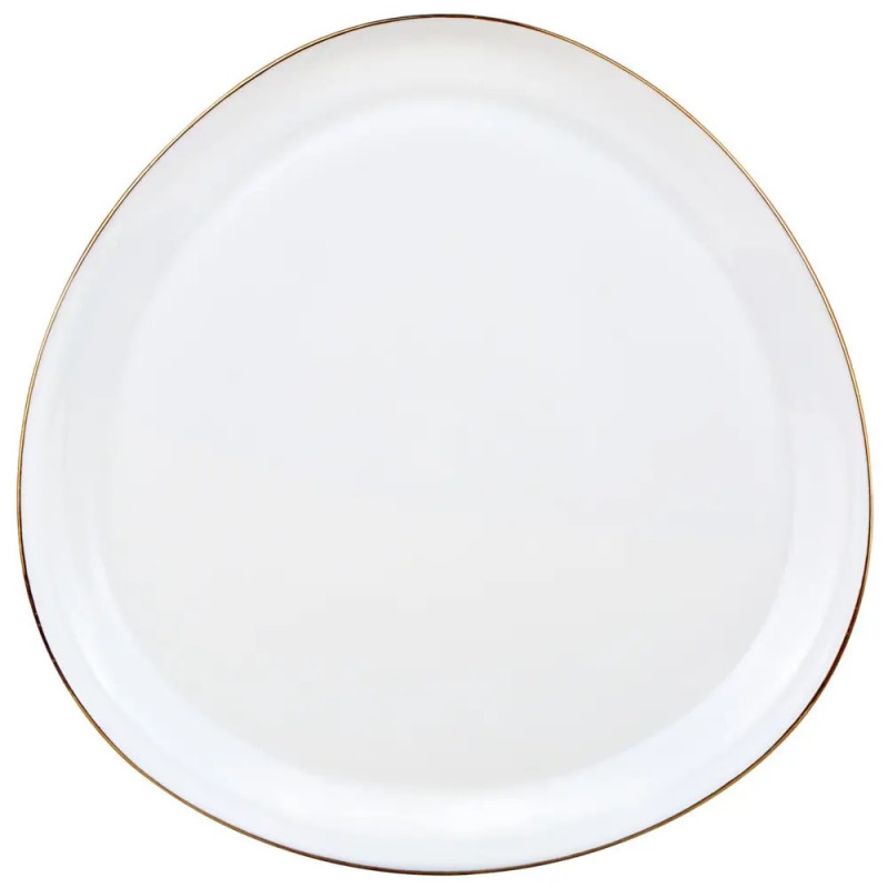 Set de masă Kinghoff KH 2036, 18 piese, pentru 6 persoane, sticlă opală, margine aurie, alb