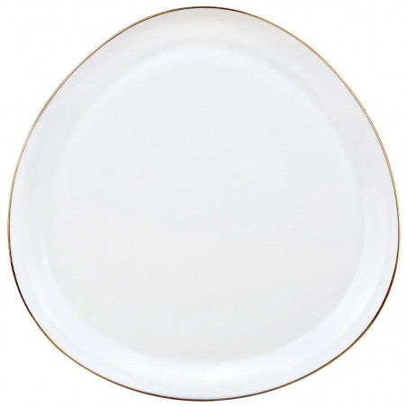 Set de masă Kinghoff KH 2036, 18 piese, pentru 6 persoane, sticlă opală, margine aurie, alb
