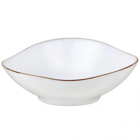 Set de masă Kinghoff KH 2036, 18 piese, pentru 6 persoane, sticlă opală, margine aurie, alb