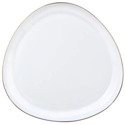 Set de masă Kinghoff KH 2036, 18 piese, pentru 6 persoane, sticlă opală, margine aurie, alb