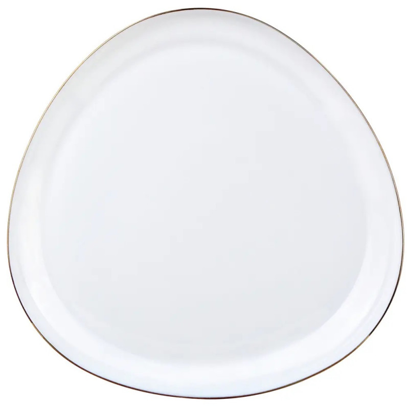 Set de masă Kinghoff KH 2036, 18 piese, pentru 6 persoane, sticlă opală, margine aurie, alb