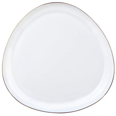 Set de masă Kinghoff KH 2036, 18 piese, pentru 6 persoane, sticlă opală, margine aurie, alb