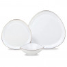 Set de masă Kinghoff KH 2036, 18 piese, pentru 6 persoane, sticlă opală, margine aurie, alb