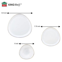 Set de masă Kinghoff KH 2036, 18 piese, pentru 6 persoane, sticlă opală, margine aurie, alb