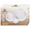 Set de masă Kinghoff KH 2035, 18 piese, pentru 6 persoane, sticlă opală, motiv floral, alb