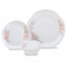 Set de masă Kinghoff KH 2035, 18 piese, pentru 6 persoane, sticlă opală, motiv floral, alb