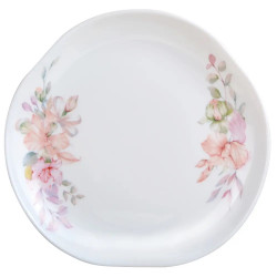 Set de masă Kinghoff KH 2035, 18 piese, pentru 6 persoane, sticlă opală, motiv floral, alb