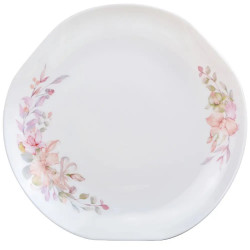Set de masă Kinghoff KH 2035, 18 piese, pentru 6 persoane, sticlă opală, motiv floral, alb