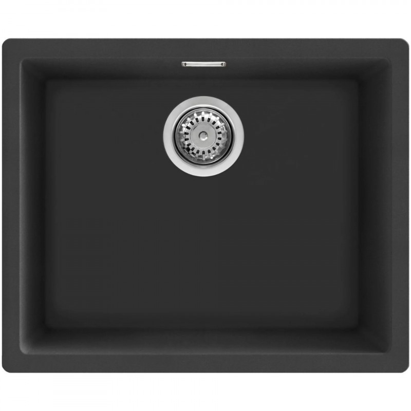 Chiuvetă de bucătărie pentru montare sub blat SMEG Quadra VZP56N, 56 cm, antibacteriană, rezistentă la zgârieturi și la razele UV, negru