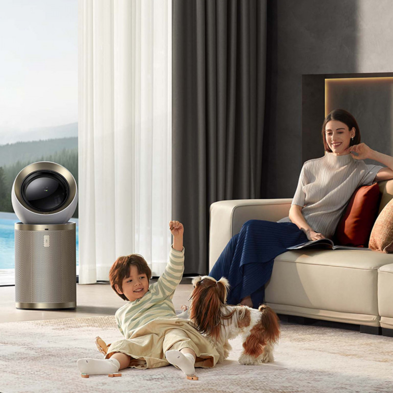 La mâna a doua: Purificator de aer Dreame AirPursue PM20 CVF14A, 48 m², funcții automate, încălzire, sterilizare cu plasmă și UVC, TVOC, LCD, HEPA, alb/bronz