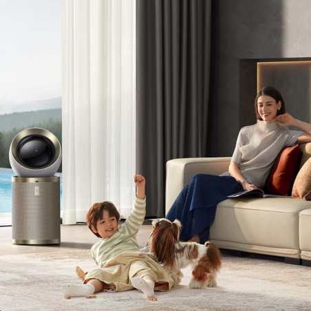 La mâna a doua: Purificator de aer Dreame AirPursue PM20 CVF14A, 48 m², funcții automate, încălzire, sterilizare cu plasmă și UVC, TVOC, LCD, HEPA, alb/bronz