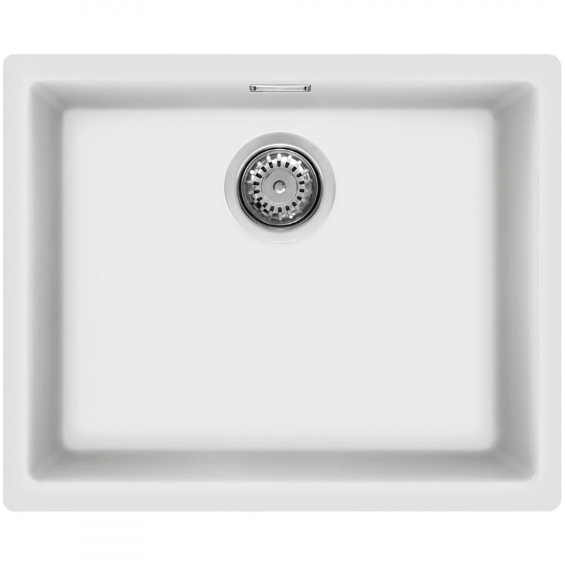 Chiuveta de bucatarie cu montare sub si pe blat SMEG Quadra VZP56B, 56 cm, Antibacteriana, Rezistenta la zgarieturi si la razele UV, Alb