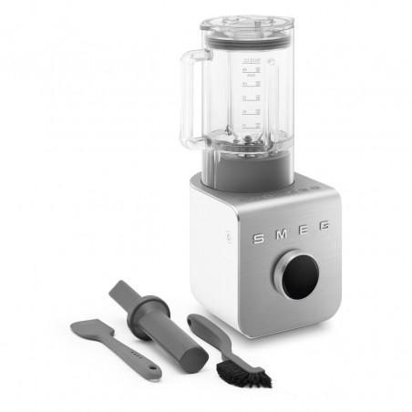 Blender Smeg Collezione BLC02WHMEU, 1400 W, 1,5 l, 22 000 rpm, 5 programe, 9 viteze, Măcinare gheață, Oțel inoxidabil, Alb/Inox