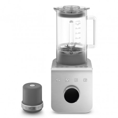 Blender Smeg Collezione BLC02WHMEU, 1400 W, 1,5 l, 22 000 rpm, 5 programe, 9 viteze, Măcinare gheață, Oțel inoxidabil, Alb/Inox