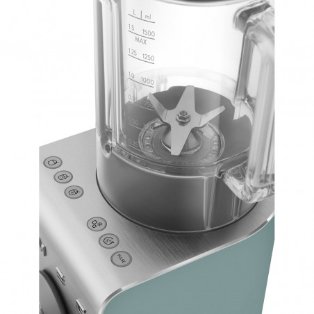 Blender Smeg Collezione BLC02EGMEU, 1400 W, 1,5 l, 22 000 rpm, 5 programe, 9 viteze, Măcinare gheață, Oțel inoxidabil, Verde smarald/Inox